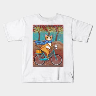 Ginger Autumn Bicycle Ride Kids T-Shirt